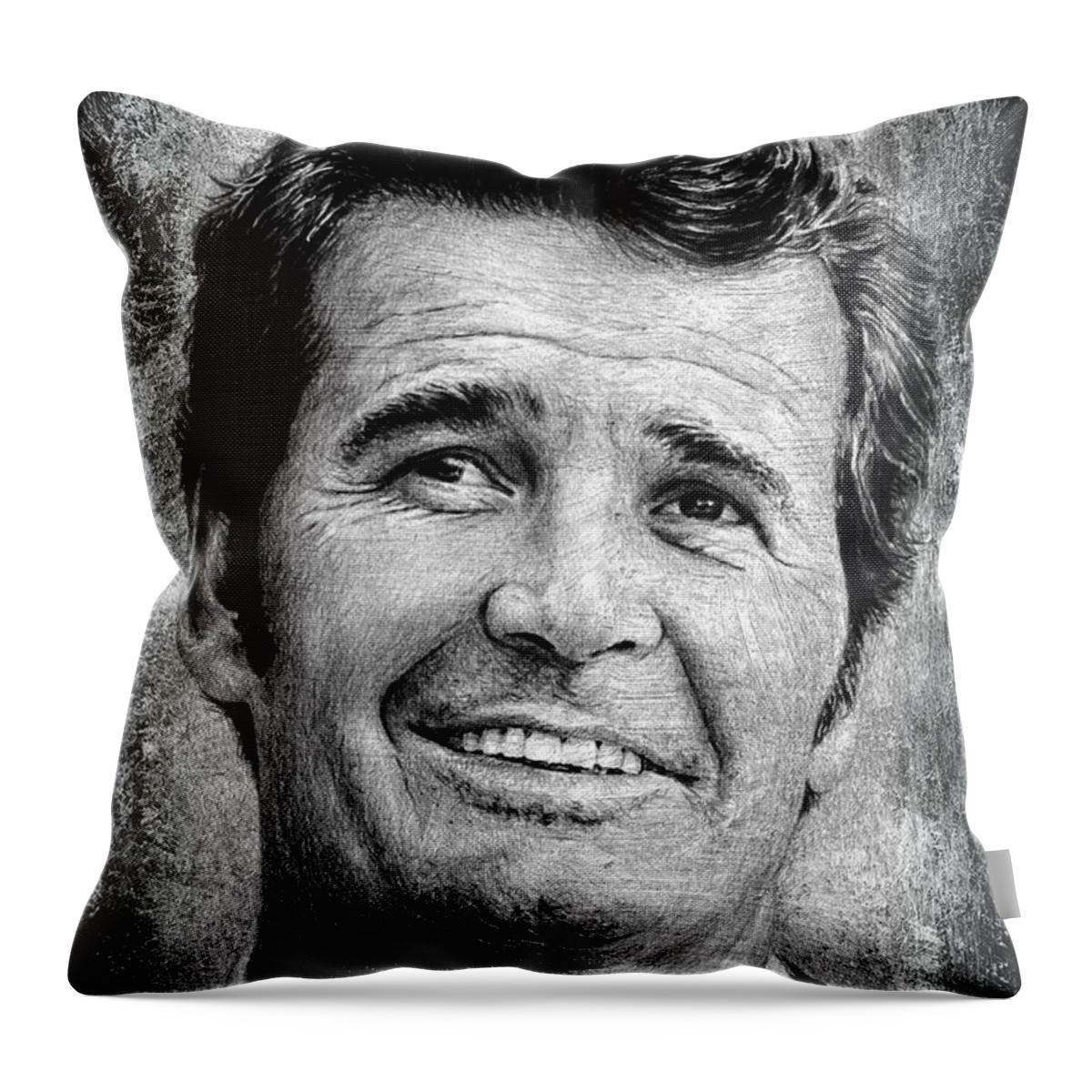 James Garner Throw Pillow featuring the drawing James Garner by Andrew Read