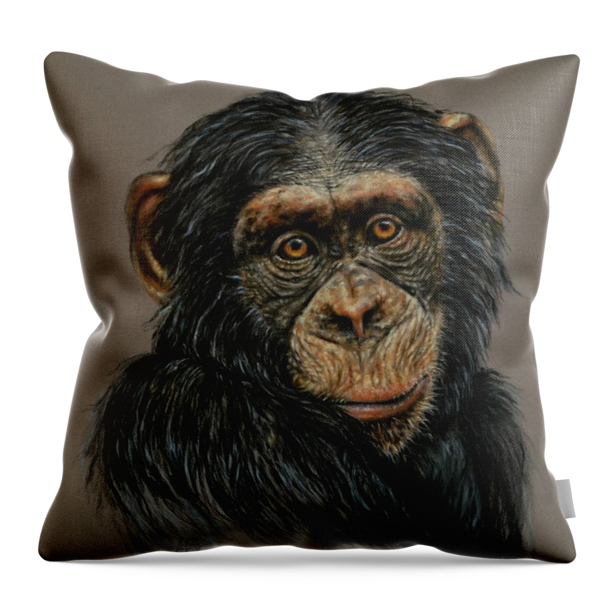 Monkey Throw Pillow featuring the pastel Jandy by Elizabeth Cox