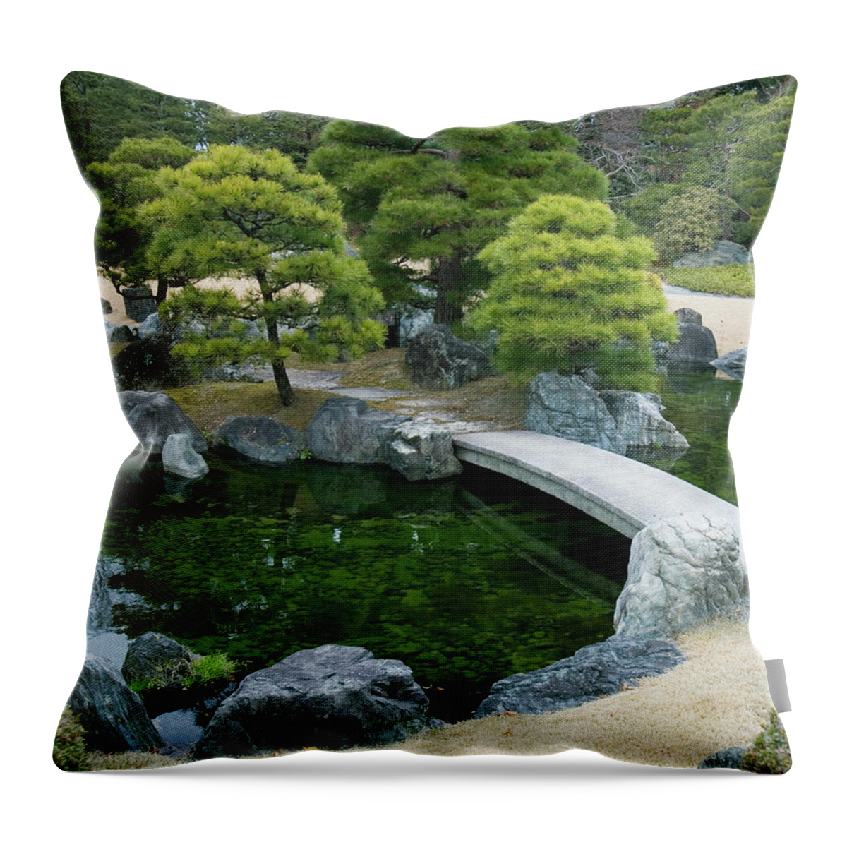 Garden Feature Throw Pillow featuring the photograph Japan, Kyoto, Nijo Castle Garden by Grant V. Faint