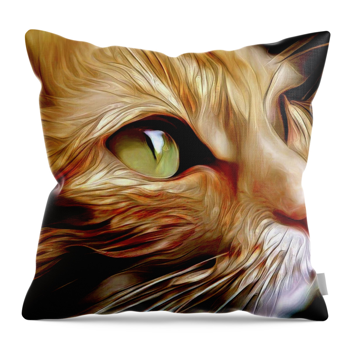 Ginger Cat Throw Pillow featuring the digital art Jasmine the Ginger Cat by Peggy Collins