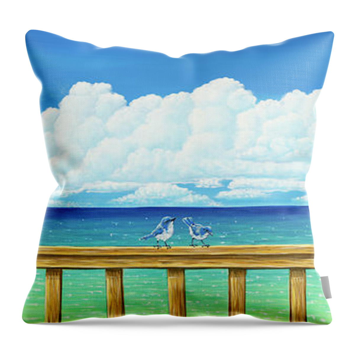 Seascape Throw Pillow featuring the painting Jay Walkers by Elisabeth Sullivan