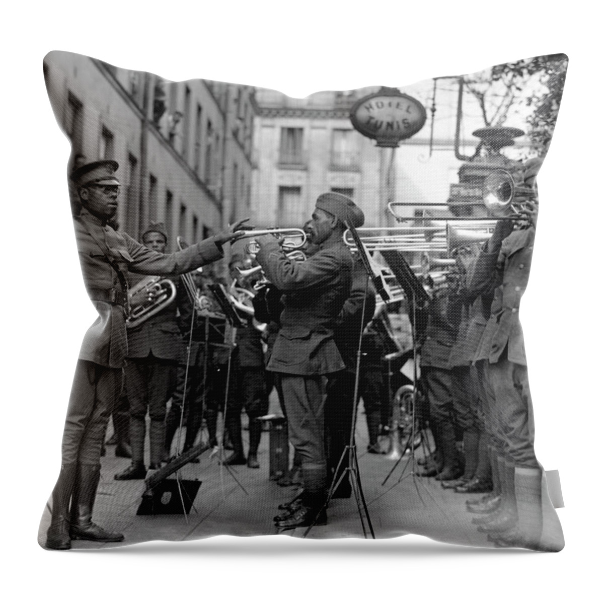 1910s Throw Pillow featuring the photograph Jazz For Wounded Soldiers by Underwood Archives