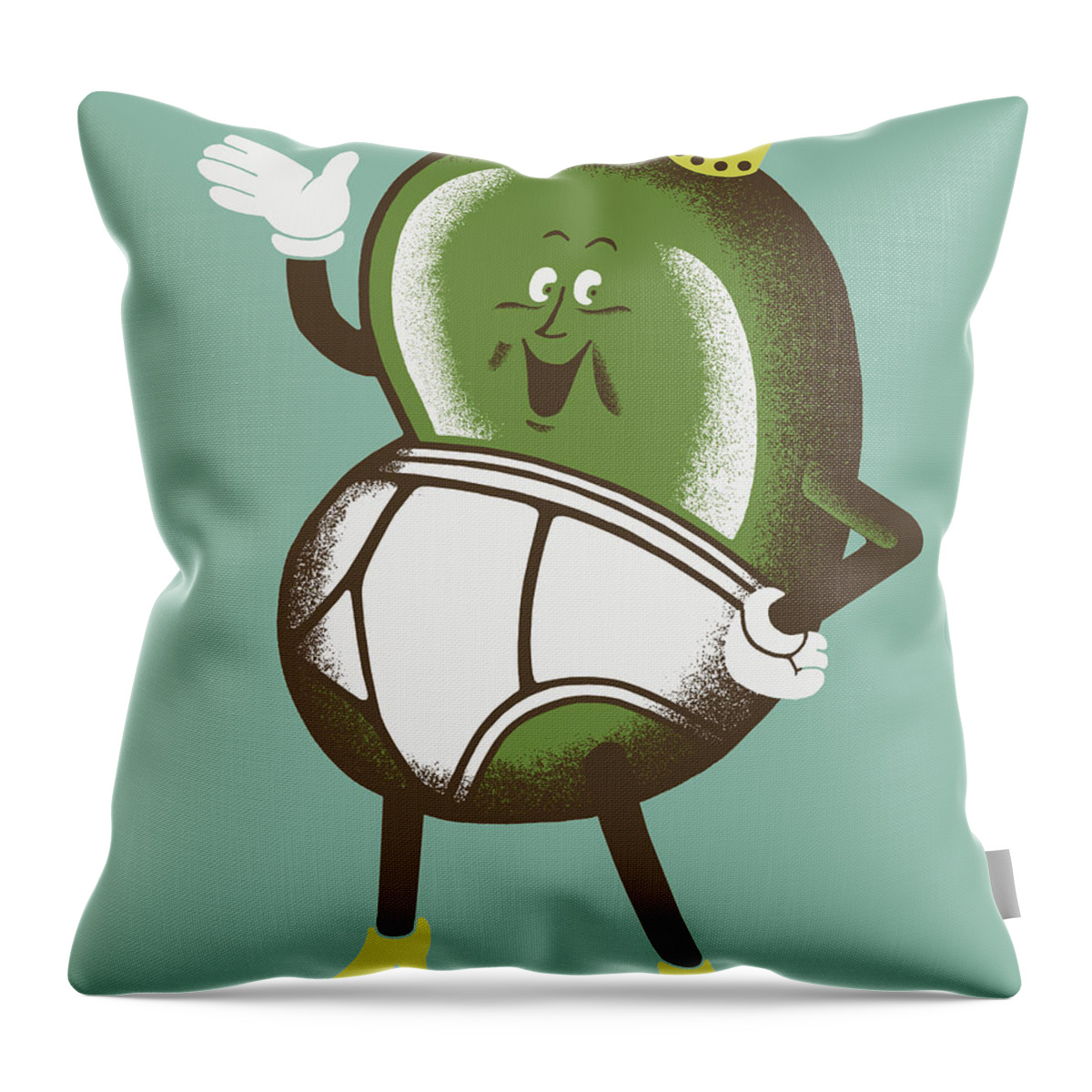 Apparel Throw Pillow featuring the drawing Jelly Bean King Wearing Underwear by CSA Images