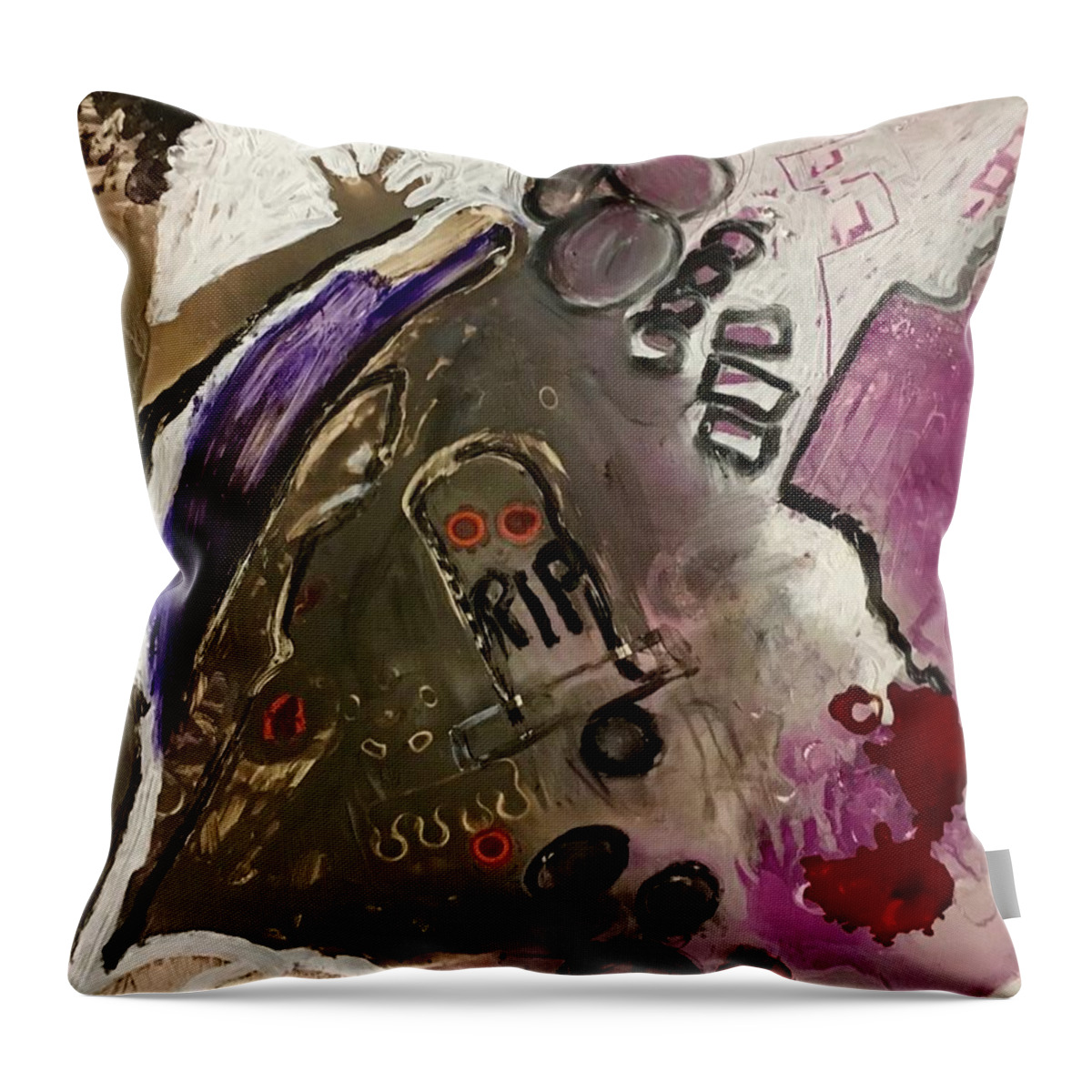 Abstract Throw Pillow featuring the painting Jesus Saves by Carole Johnson
