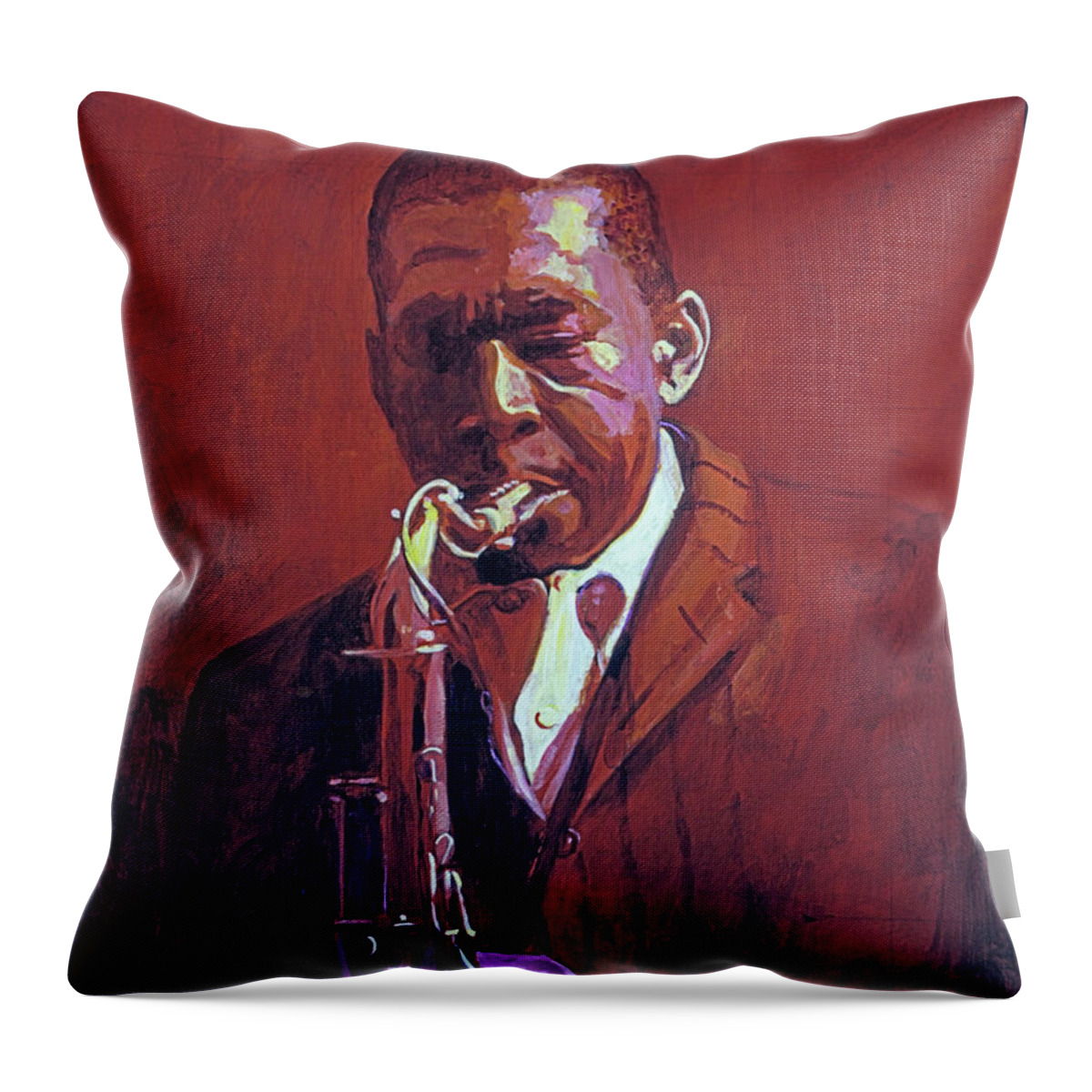 John Coltrane Throw Pillow featuring the painting John Coltrane by David Lloyd Glover
