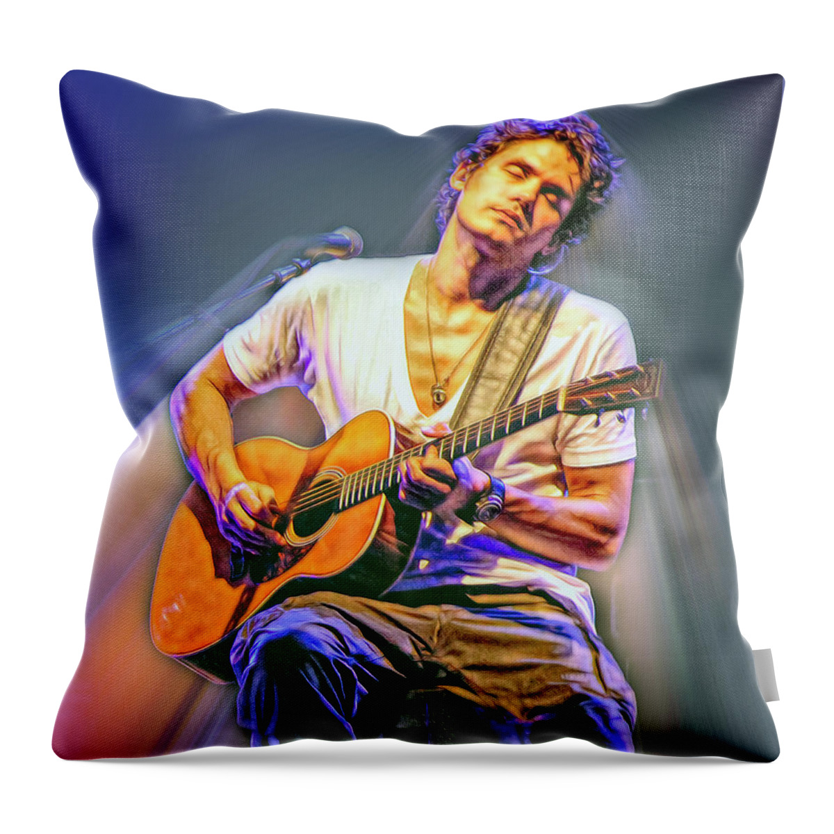 John Mayer Throw Pillow featuring the mixed media John Mayer New Light by Mal Bray