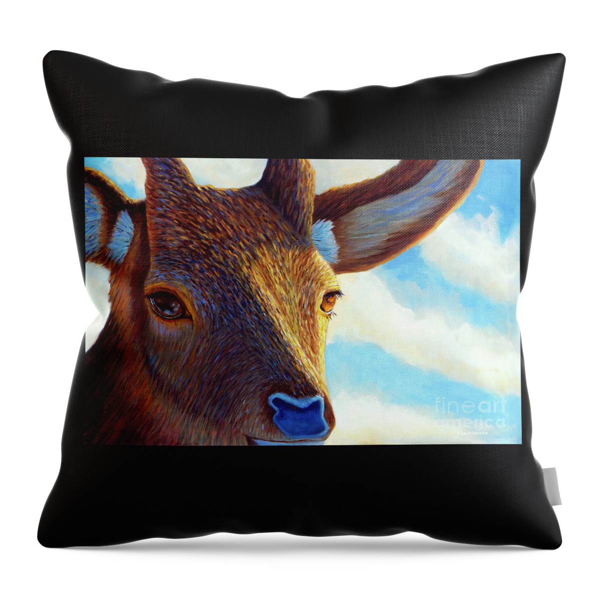 Goat Throw Pillow featuring the painting Johnny On The Spot by Brian Commerford
