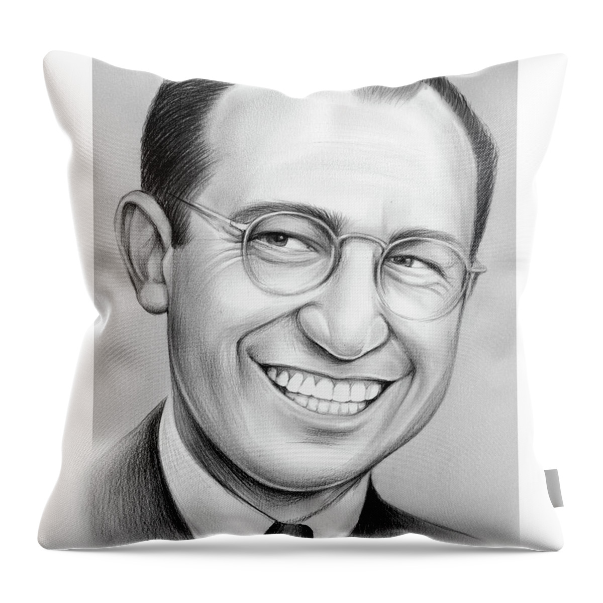 Jonas Salk Throw Pillow featuring the drawing Jonas Salk by Greg Joens