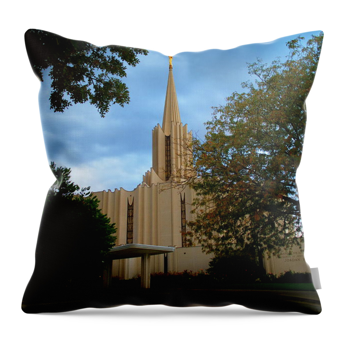 Temple Throw Pillow featuring the photograph Jordan River Temple by Nathan Abbott