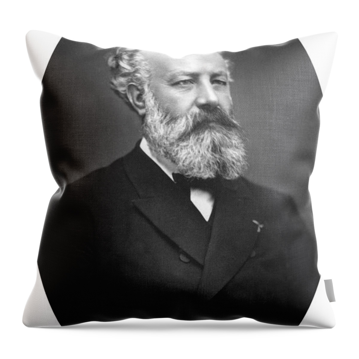 Jules Verne Throw Pillow featuring the photograph Jules Verne, French Writer by European School