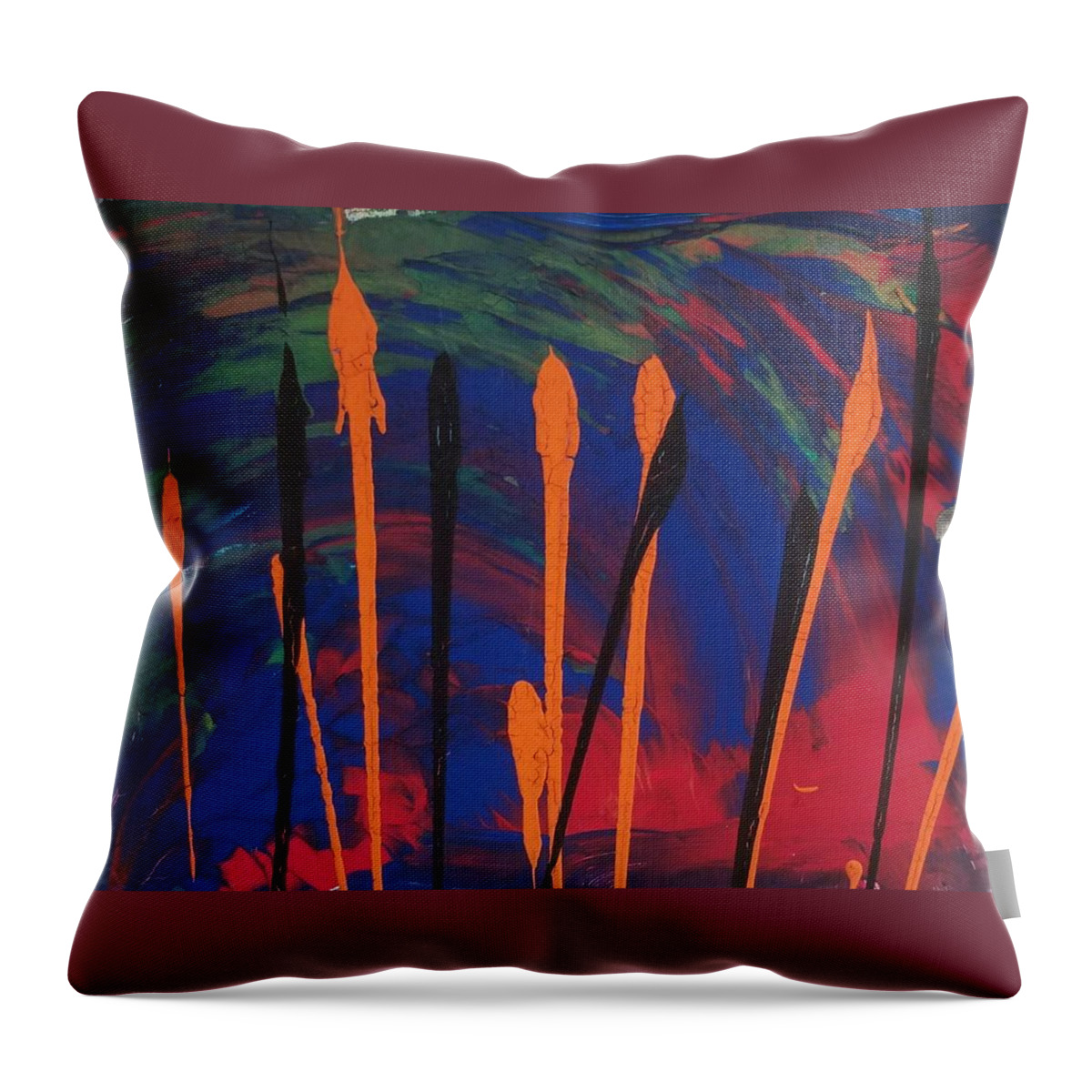 Acrylic Throw Pillow featuring the painting Jump by Leigh Odom
