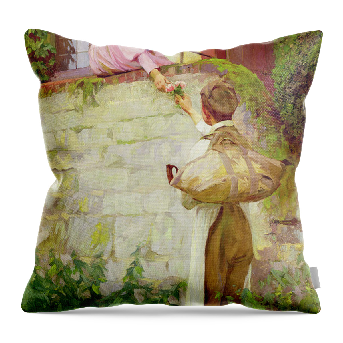 Lover Throw Pillow featuring the painting June Roses by Gunning King