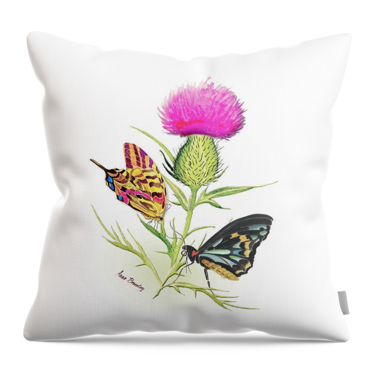 Butterflies Throw Pillow featuring the painting Just the Two of Us by Anne Beverley-Stamps