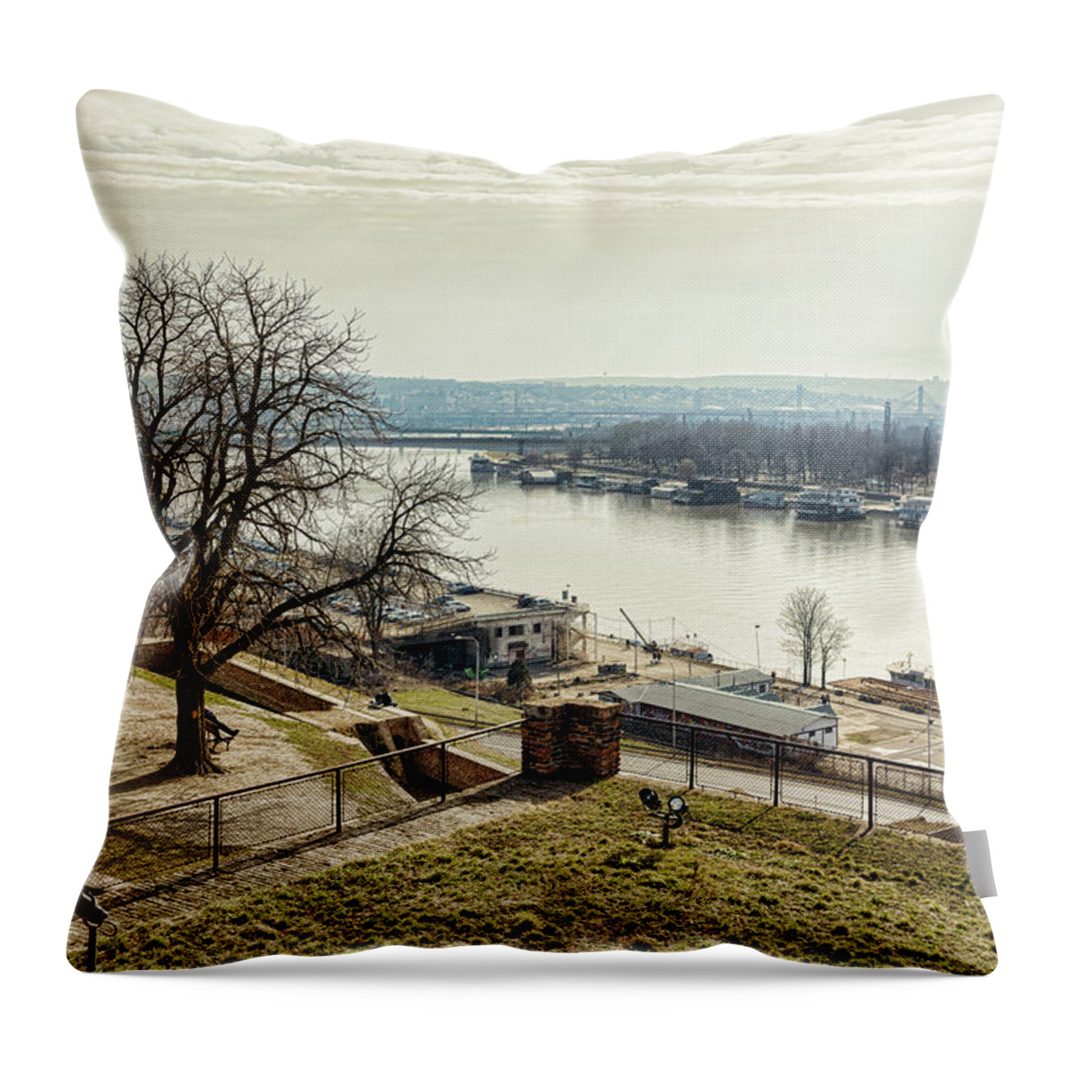 Belgrade Throw Pillow featuring the photograph Kalemegdan Park Fortress in Belgrade by Milan Ljubisavljevic