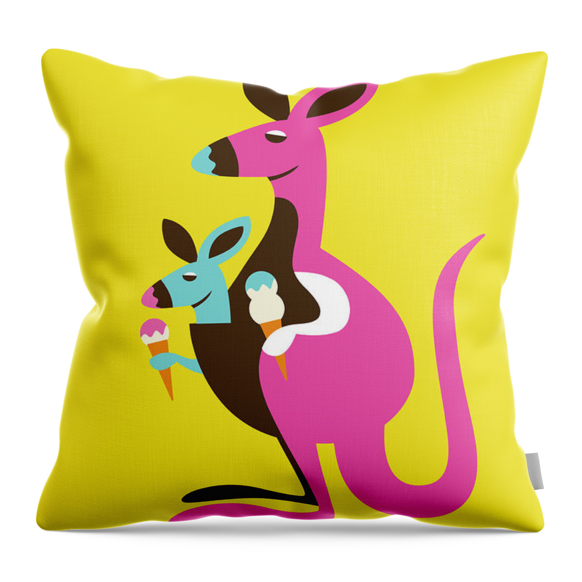 Animal Throw Pillow featuring the drawing Kangaroo and Baby by CSA Images