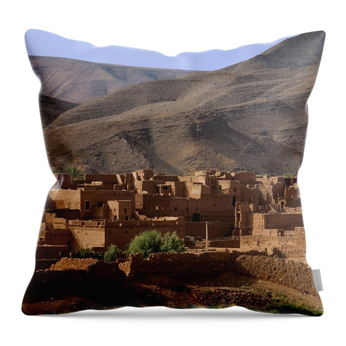 Built Structure Throw Pillow featuring the photograph Kasbah Morocco by Paul Boyden - Polimo