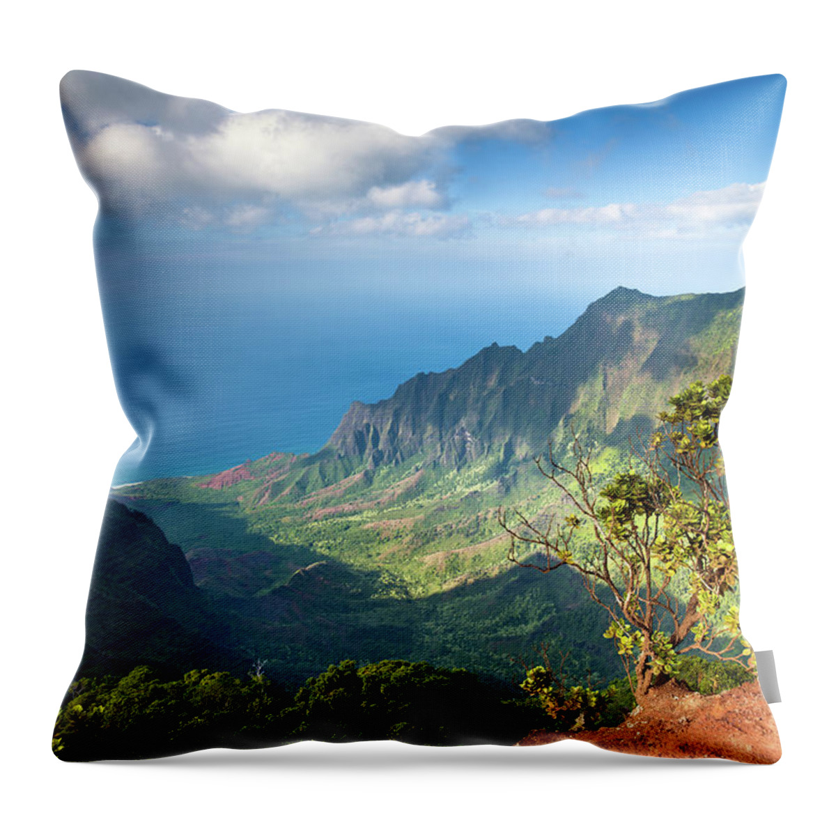 Scenics Throw Pillow featuring the photograph Kauai Na Pali Coast View Pacific Ocean by Mlenny
