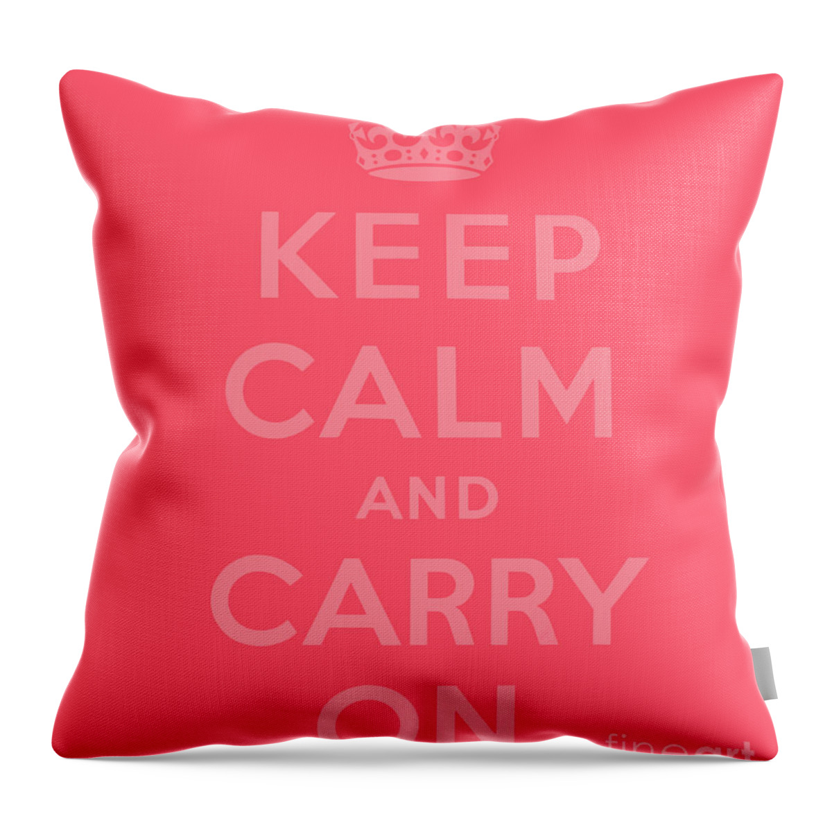 Pink Throw Pillow featuring the digital art Keep Calm and Carry On, Pink by English School