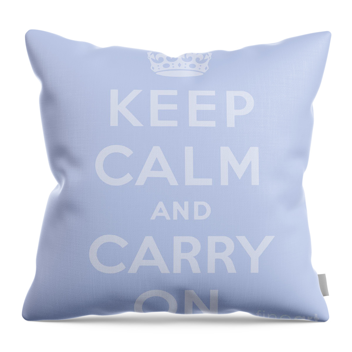 Violet Throw Pillow featuring the digital art Keep Calm and Carry On, Soft Purple design by English School