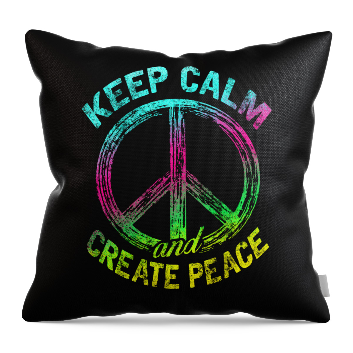 Peace Sign Throw Pillow featuring the digital art Keep Calm and Create Peace by Mister Tee