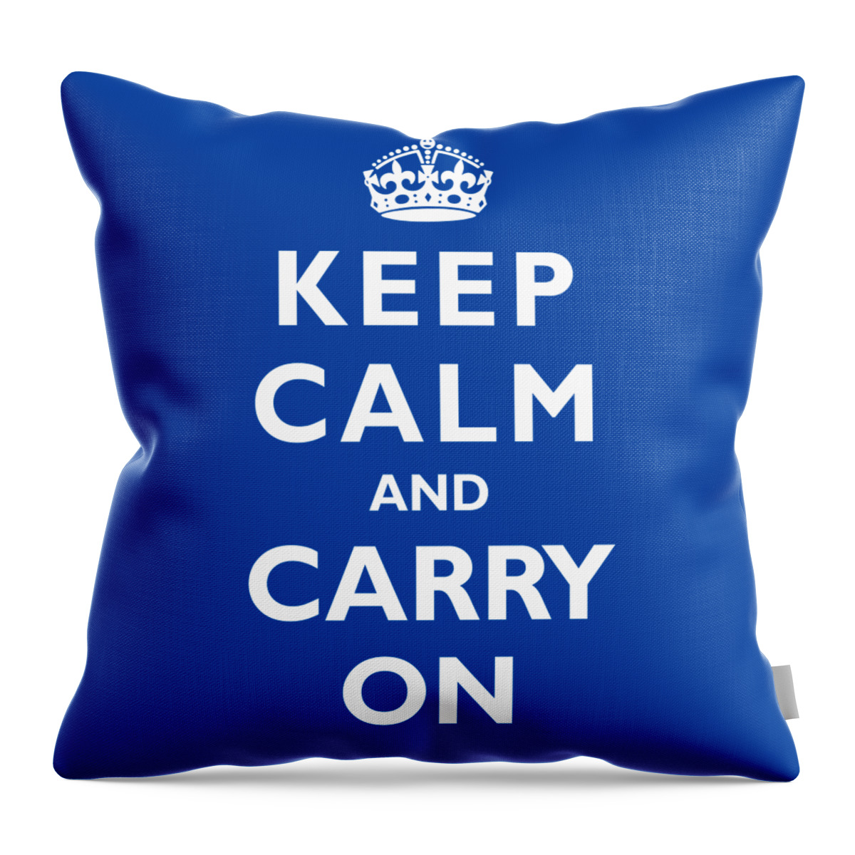 Keep Calm And Carry On Throw Pillow featuring the photograph Keep Calm Blue by Mark Rogan