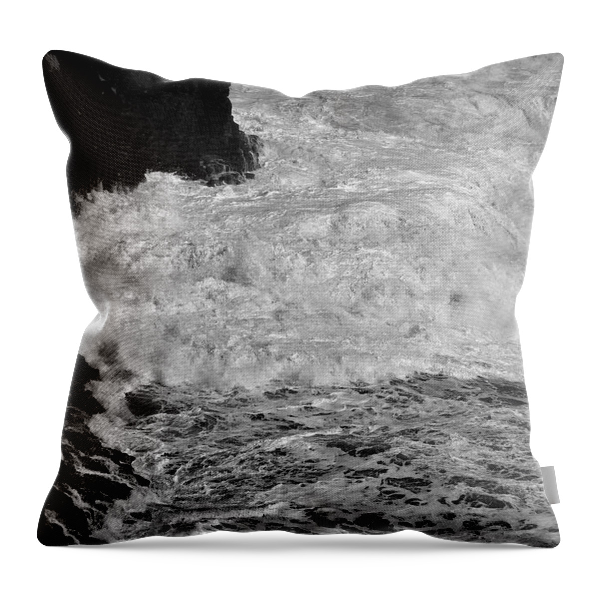 Kilauea Lighthouse Throw Pillow featuring the photograph Kilauea Waves on the Rocks by Debra Banks