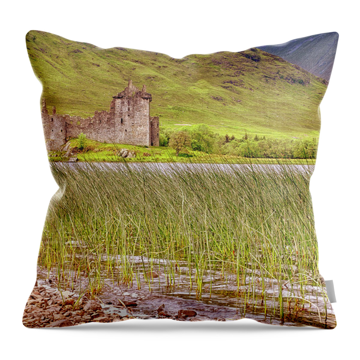 Kilchurn Castle Throw Pillow featuring the photograph Kilchurn Castle on Loch Awe - Scotland - Argyll and Bute by Jason Politte