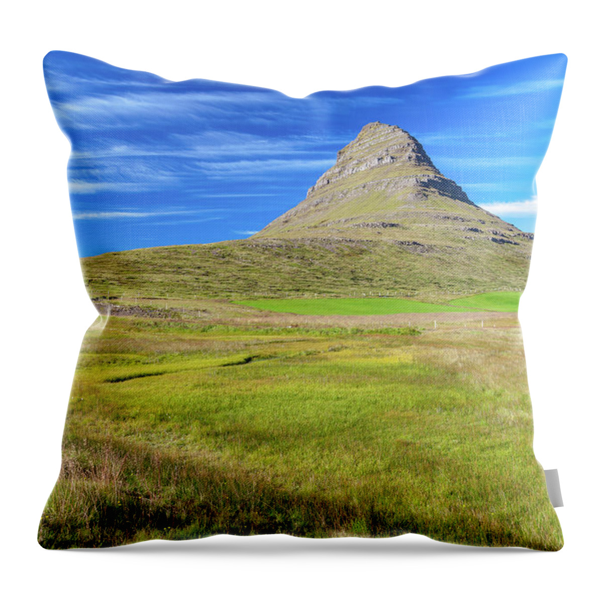 Nature Throw Pillow featuring the photograph Kirkjufell Mountain - P by W Chris Fooshee