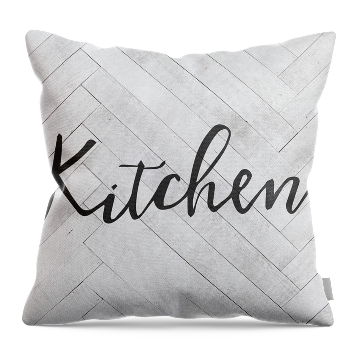 Kitchen Throw Pillow featuring the mixed media Kitchen Farmhouse Sign Script Vintage Farm Retro Typography by Design Turnpike