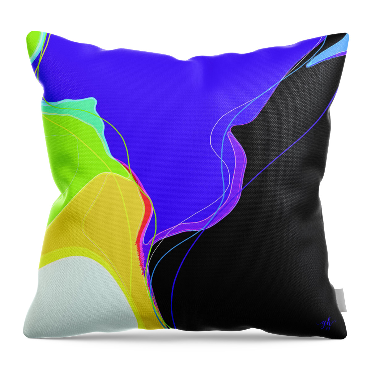 #abstract #colorblocks #whimsy #folly #child'splay Throw Pillow featuring the digital art Kite Strings by Gina Harrison
