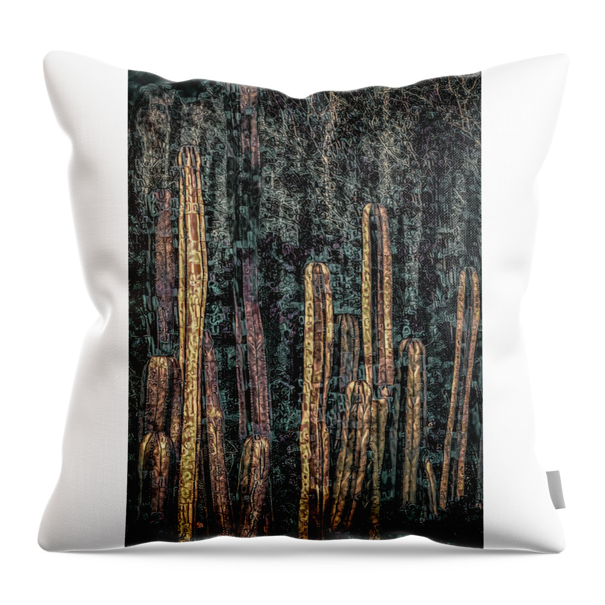 Klimt Throw Pillow featuring the digital art Klimt Cacti Trio A by Sandra Nesbit