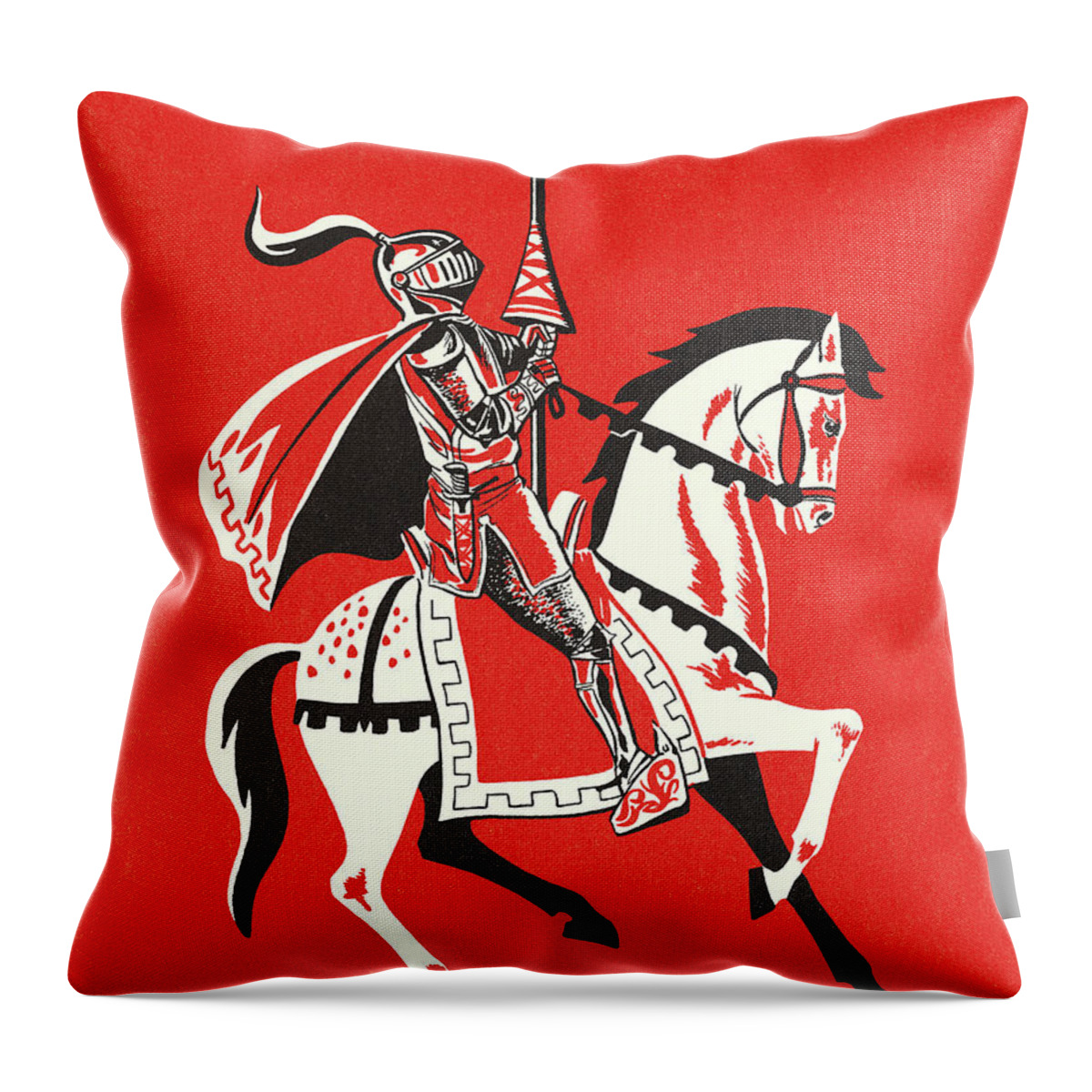 Animal Throw Pillow featuring the drawing Knight Riding a Horse by CSA Images