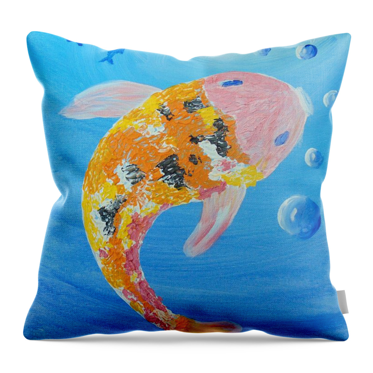 Fish Throw Pillow featuring the painting Koi by Saundra Johnson