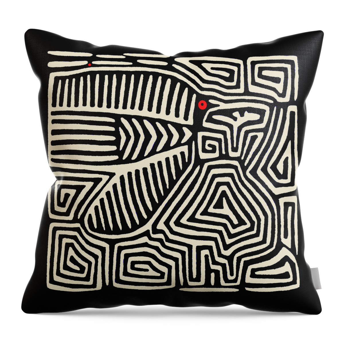 Pajaro Throw Pillow featuring the digital art Kuna Indian Pajaro by Vagabond Folk Art - Virginia Vivier