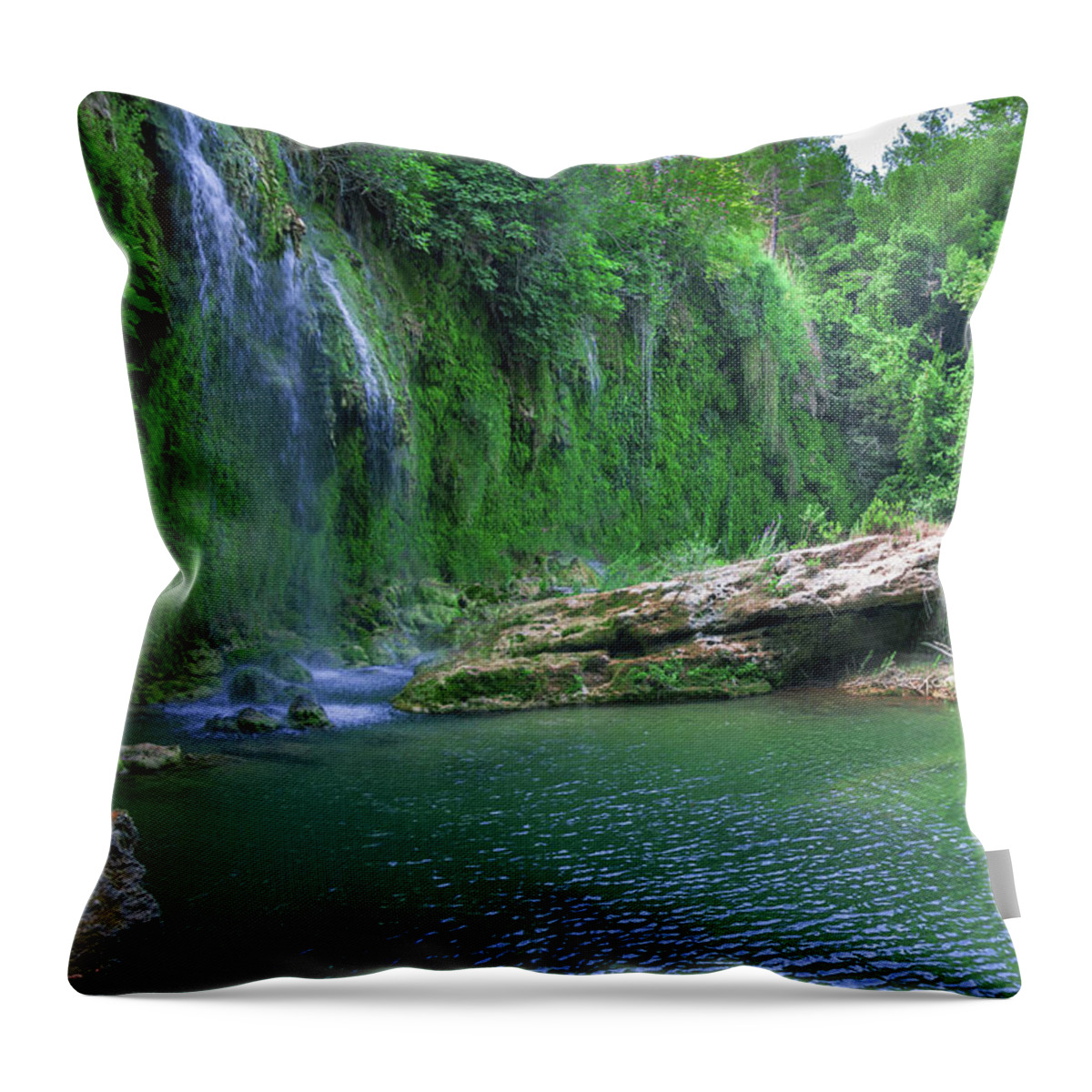 Waterfall Throw Pillow featuring the photograph Kursunlu Waterfall near Antalya by Sun Travels