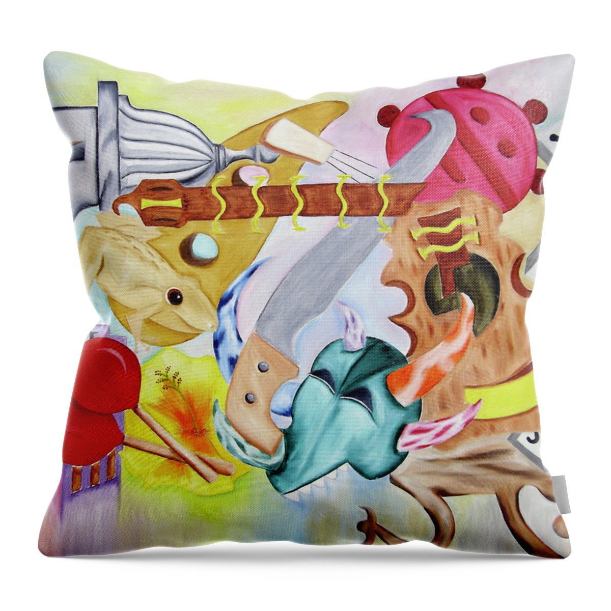 Puerto Rico Throw Pillow featuring the painting La Cultura by Gloria E Barreto-Rodriguez