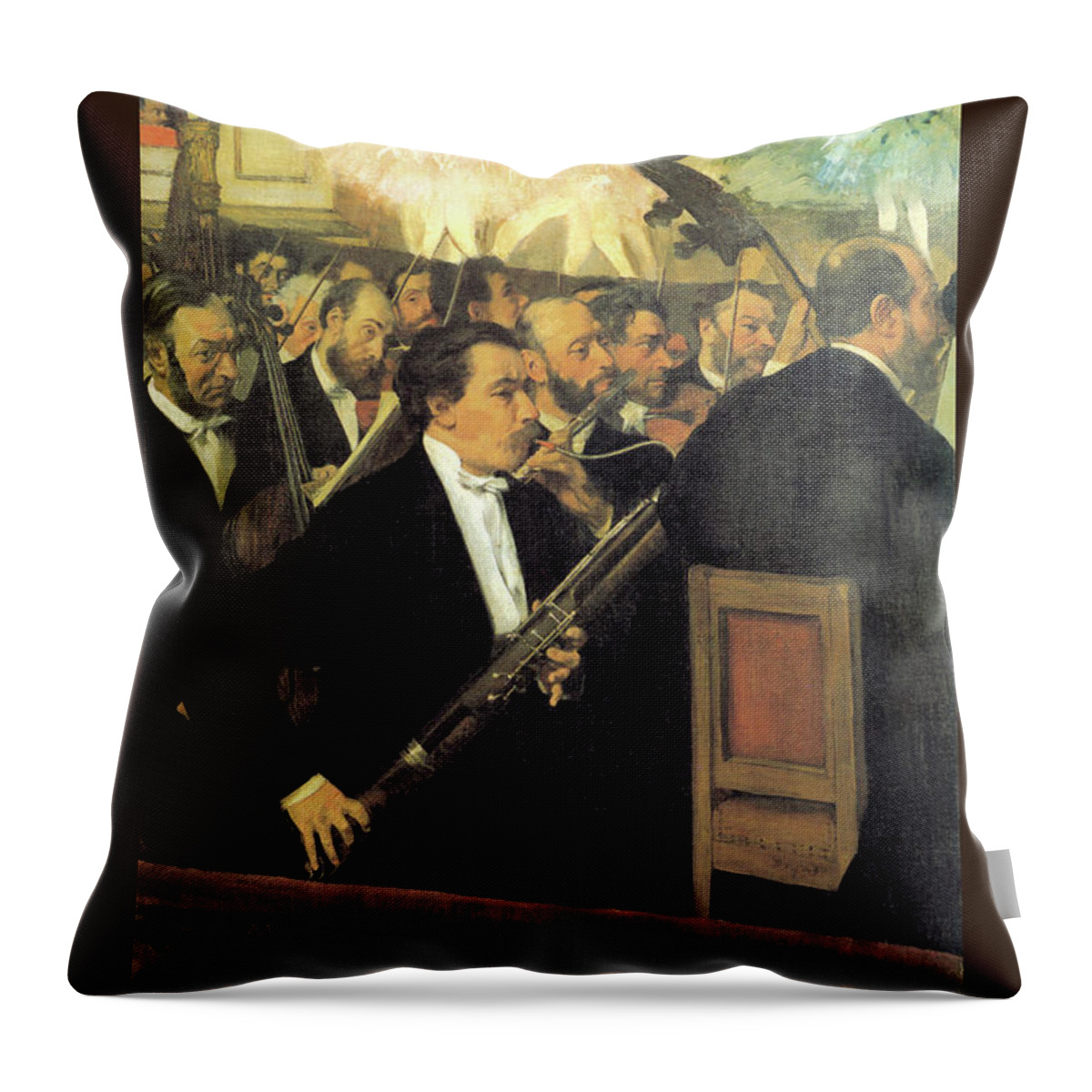 Opera Throw Pillow featuring the painting La Orquesta de la pera by Edgar Degas