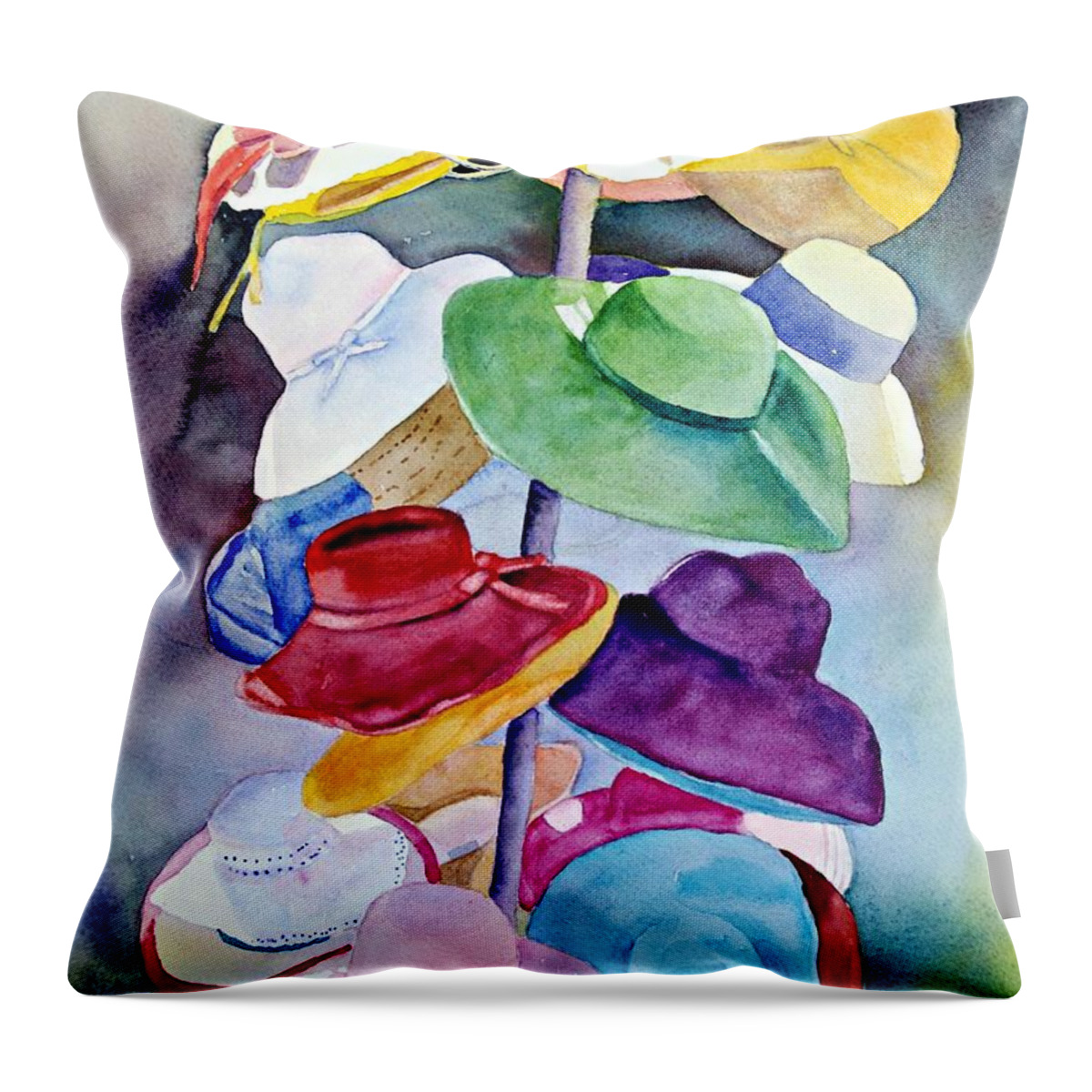 Hats Throw Pillow featuring the painting Ladies' Choice by Beth Fontenot