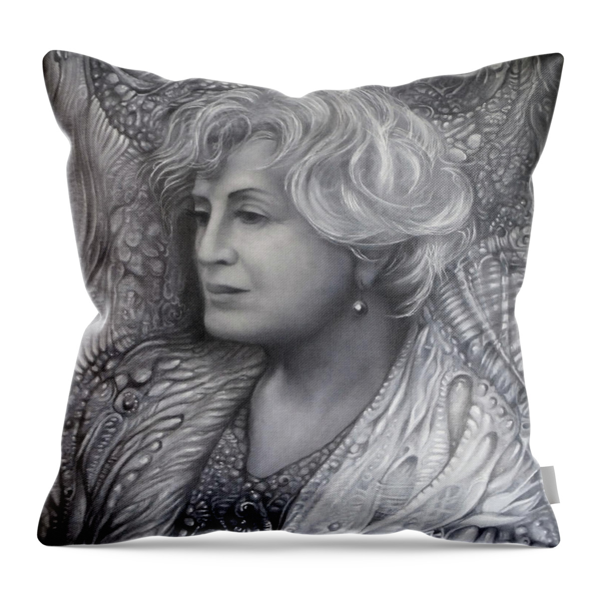 Art Of The Mystic Throw Pillow featuring the drawing LADY Z - charcoal underdrawing by Otto Rapp