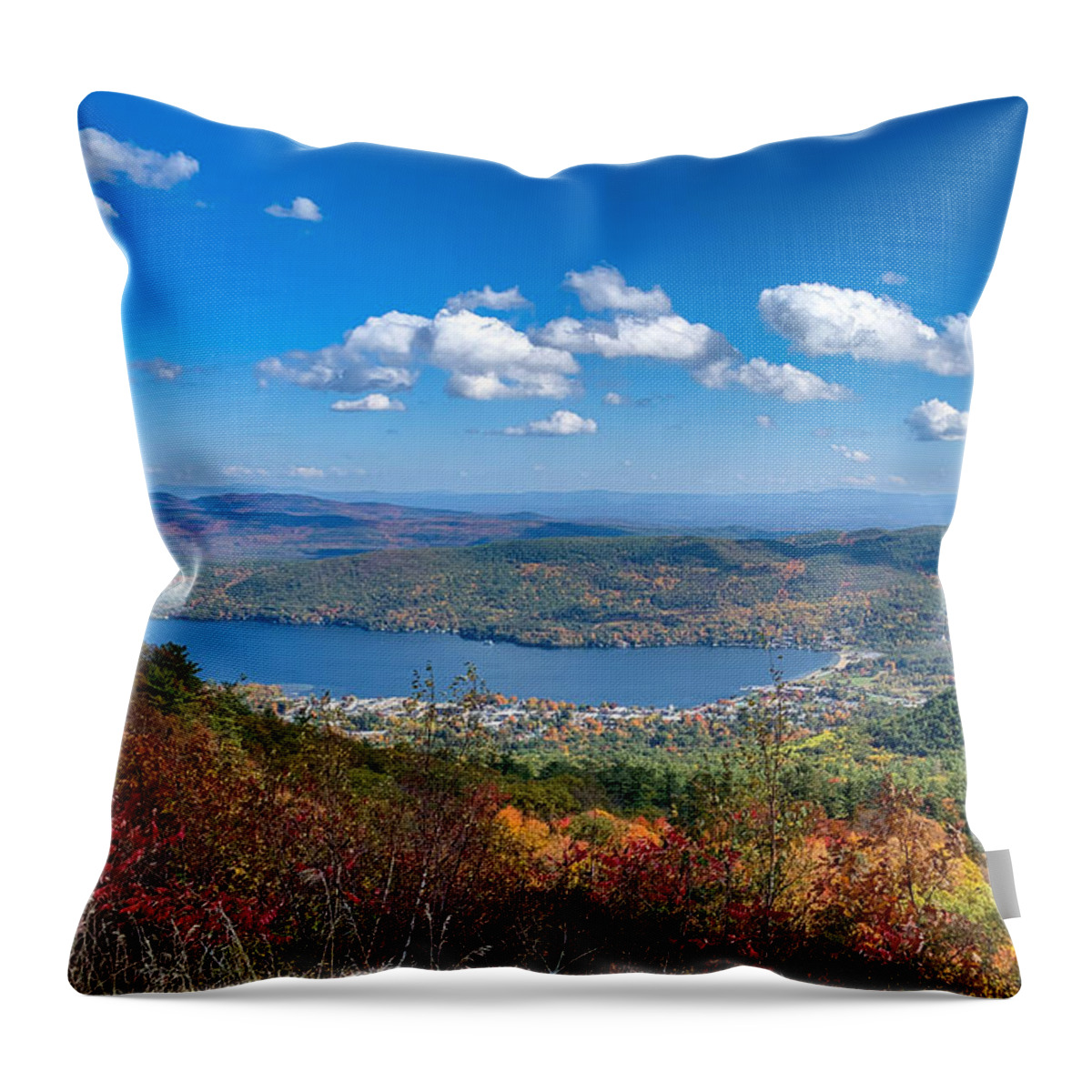  Throw Pillow featuring the photograph Lake George Village view by Kendall McKernon