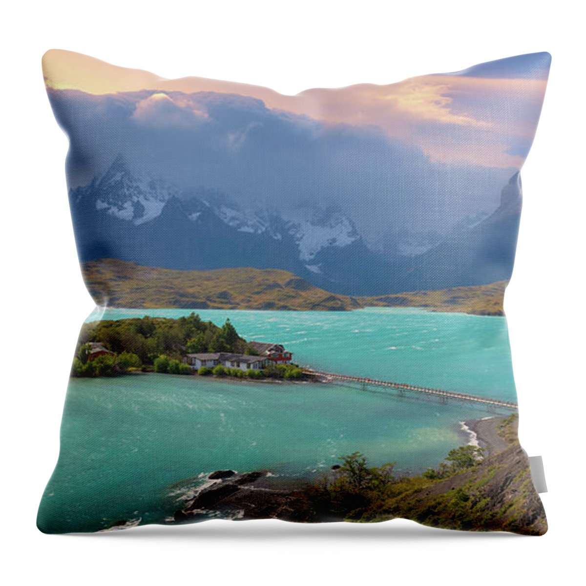 Lake Pehoe Throw Pillow featuring the photograph Lake Pehoe, Torres del Paine National Park by Giovanni Allievi