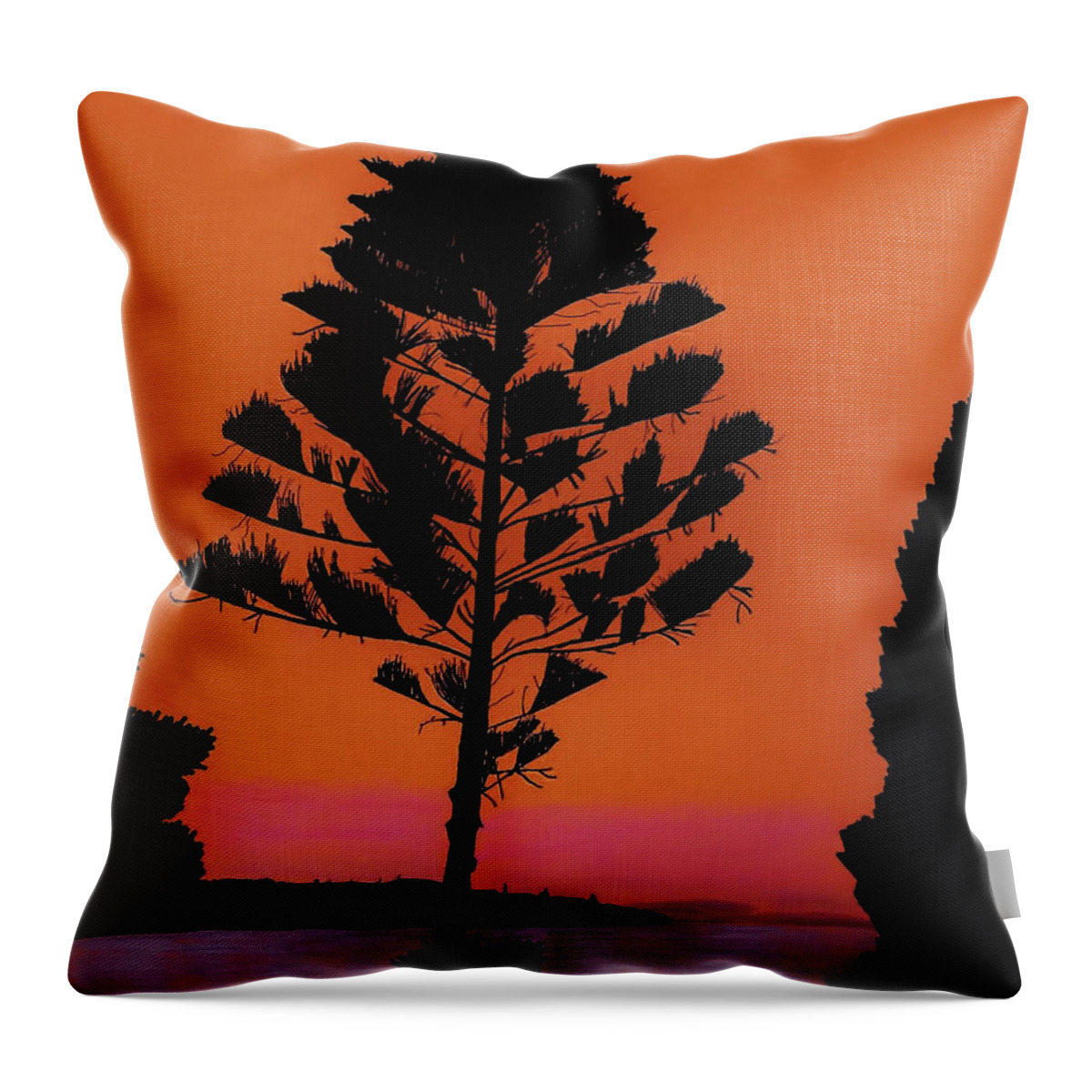 Sunset Throw Pillow featuring the drawing Lake Sunset by D Hackett