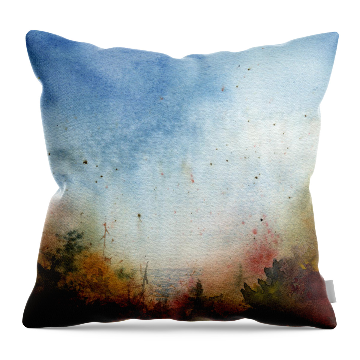 Fall Watercolour Throw Pillow featuring the painting Lake Superior Fall Colors by Sean Seal
