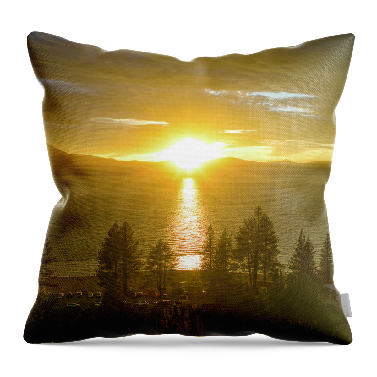 Lake Tahoe Throw Pillow featuring the photograph Lake Tahoe Sunset Glow by Anthony Giammarino