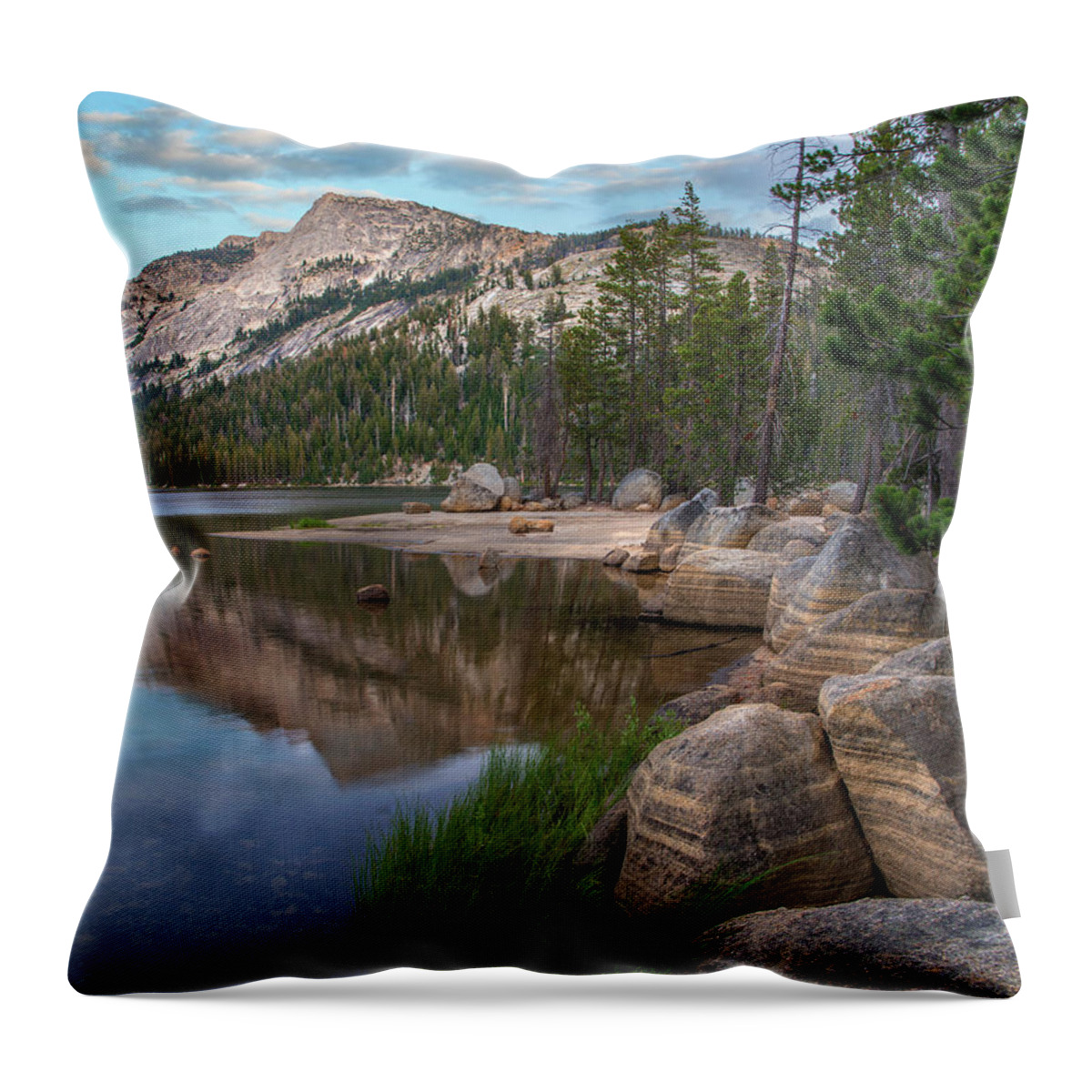 00574874 Throw Pillow featuring the photograph Lake Tenaya And Sierra Nevada, Yosemite by Tim Fitzharris