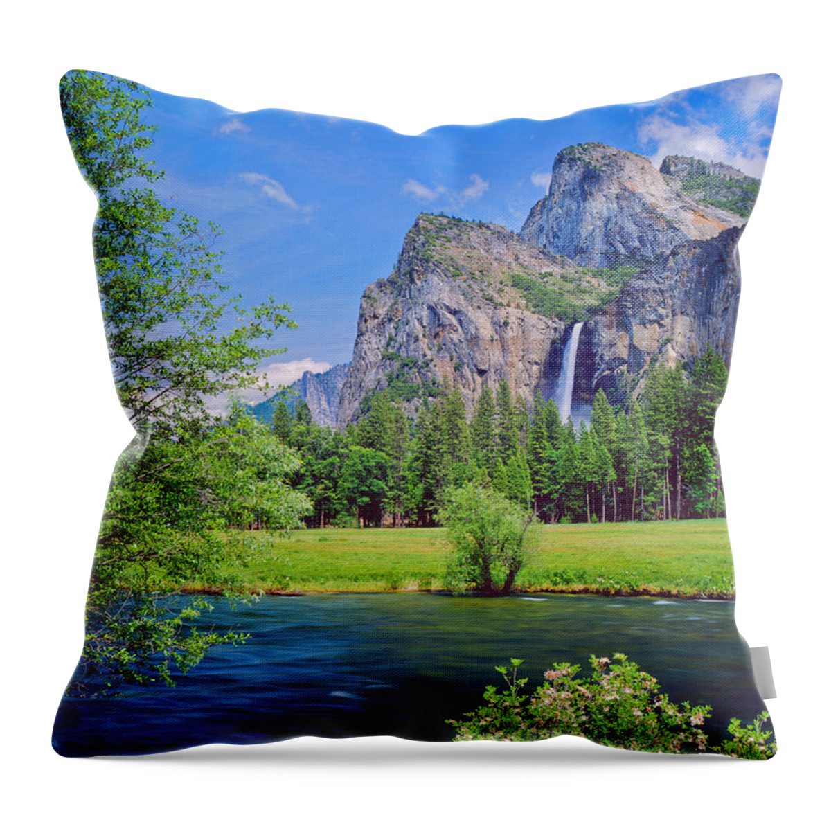 Scenics Throw Pillow featuring the photograph Lakeside View Of Yosemite National Park by Ron thomas