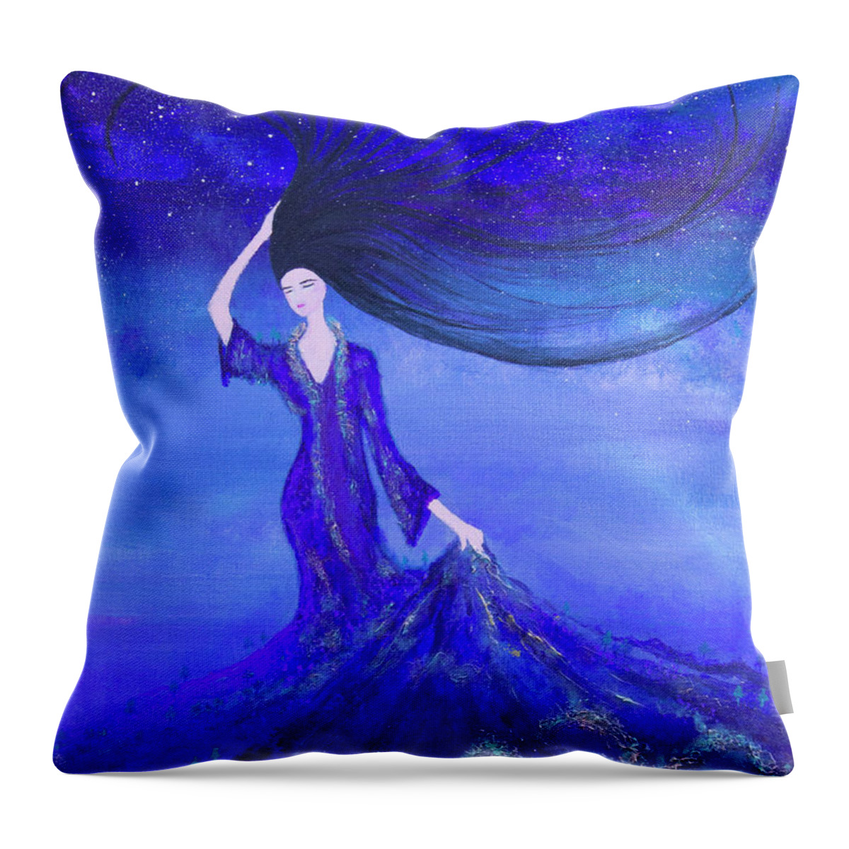Acrylic Throw Pillow featuring the painting The Landscaper of Pearls by Linh Nguyen-Ng
