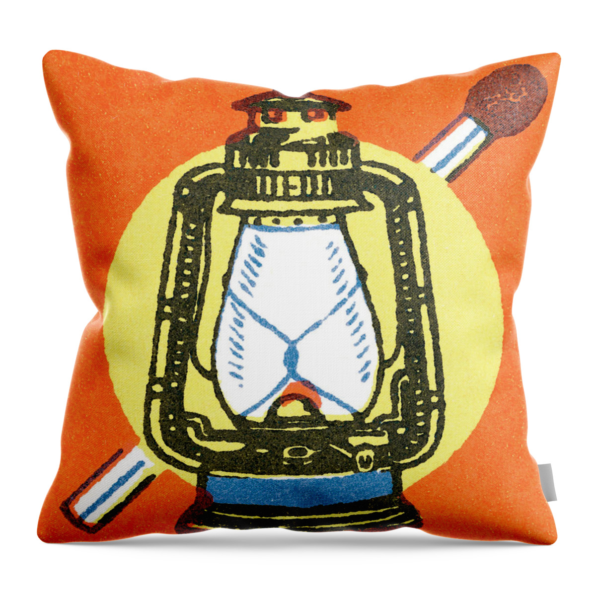 Bright Throw Pillow featuring the drawing Lantern and match by CSA Images