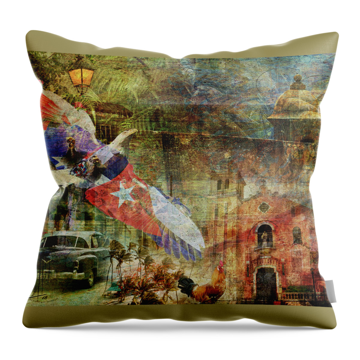 Digital Art Throw Pillow featuring the digital art Latino Roots by Ricardo Dominguez