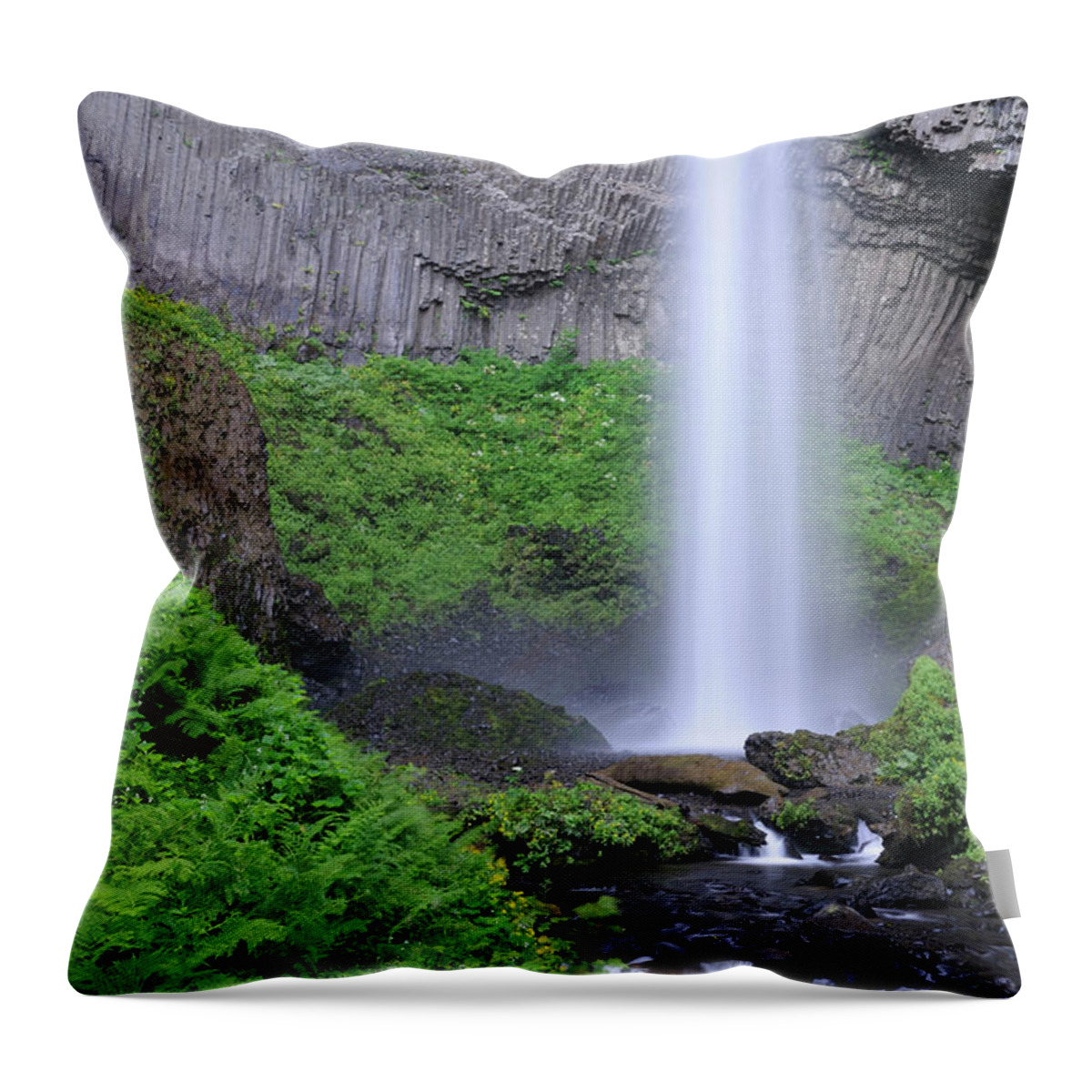 Scenics Throw Pillow featuring the photograph Latourell Falls by Aimintang
